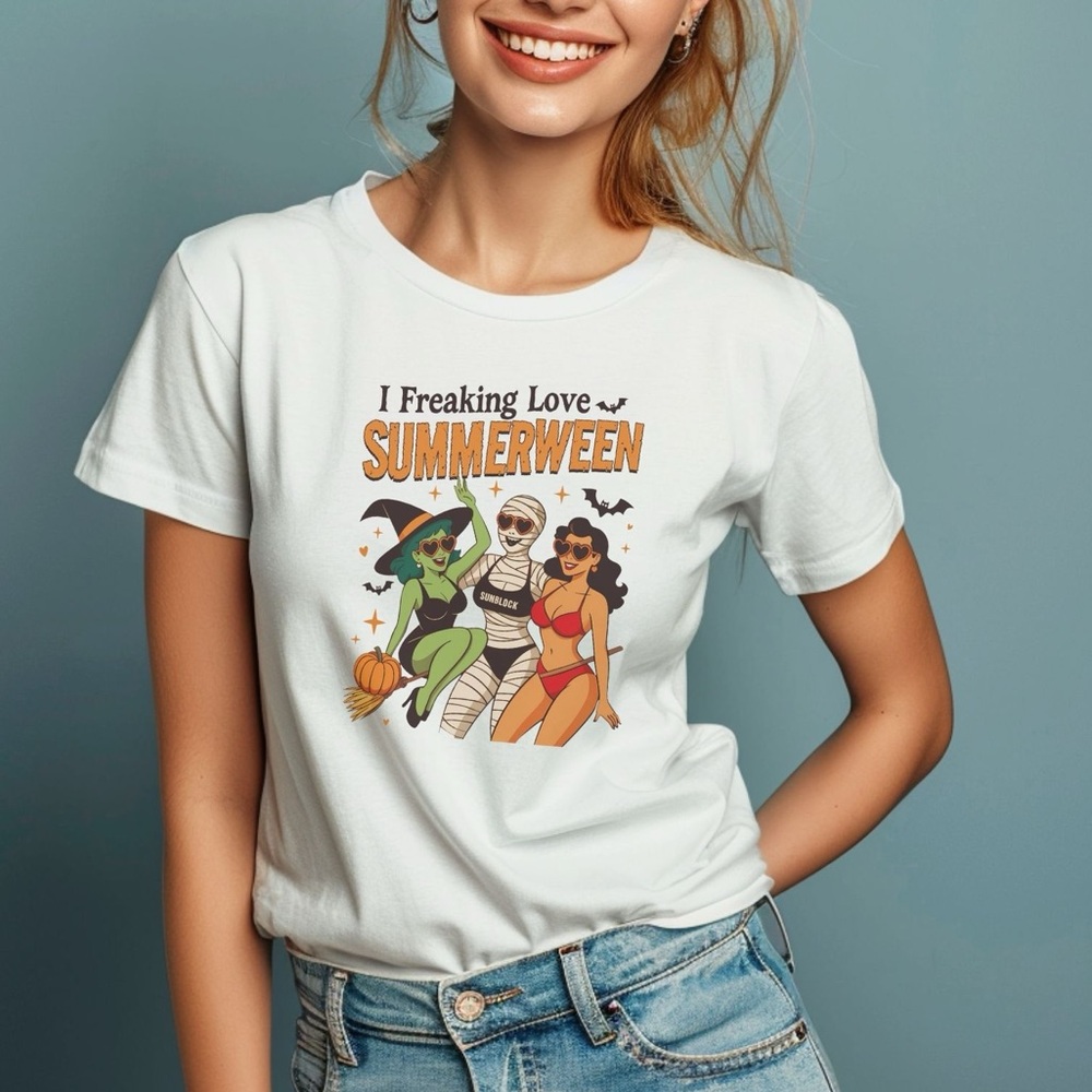 Summerween Graphic T-Shirt Funny Ghoul Halloween Summer Graphic Tee